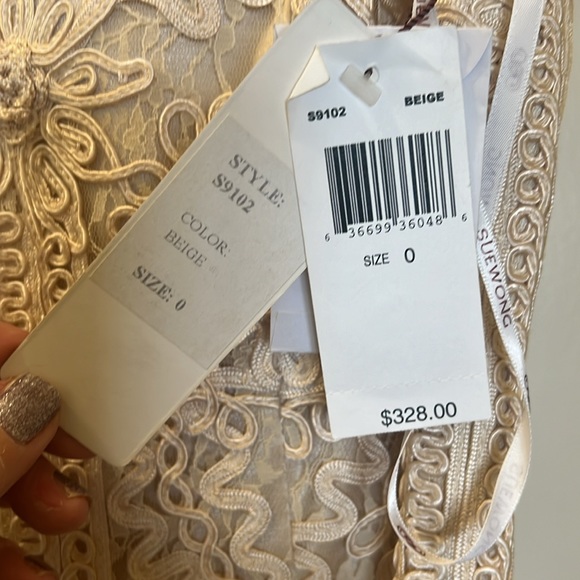 Sue Wong NOCTURNE Sleeveless champagne dress Size 0 - Picture 2 of 11